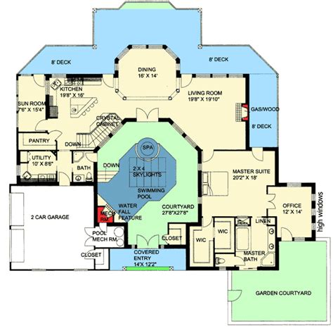 Plan 35459GH: Northwest Home with Indoor Central Courtyard | Bungalow style house plans ...