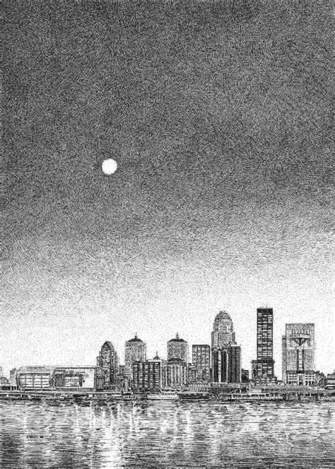 Mark Tabler: Paintings, Drawings, Other Art: Louisville Skyline in Pen ...