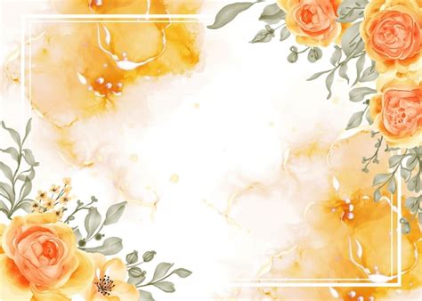 Premium Vector | Talitha rose yellow orange flower frame background ...