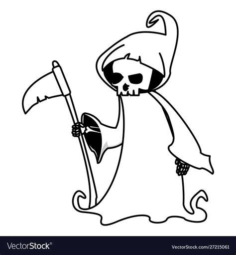 Funny costume death halloween character Royalty Free Vector