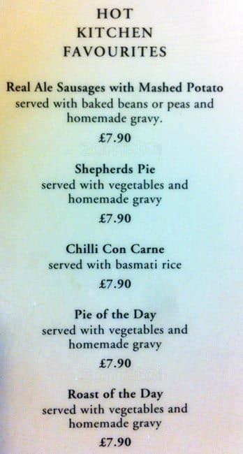 Menu at The Nags Head pub & bar, London, 53 Kinnerton St