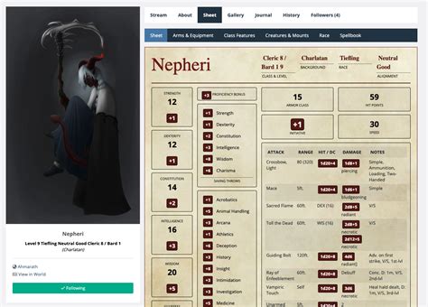 Interactive Character Sheets Online | World Anvil | World Anvil