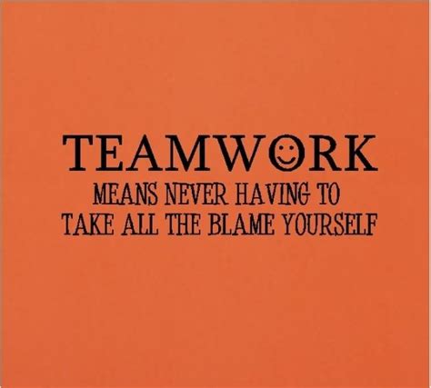 "TEAM WORK means never having to take all the blame yourself" | Work quotes, Team quotes ...