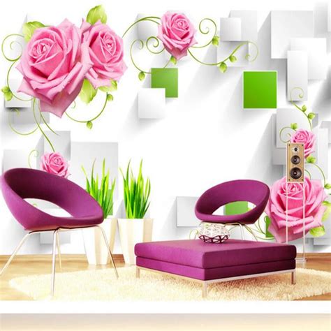 3d Rose Flower Wallpaper Photo Mural for Living Room TV Background Wall ...