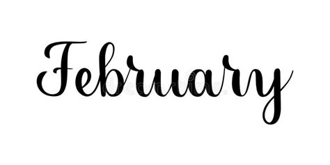 February. Handwritten Month Name on White Background. Black Inscription ...