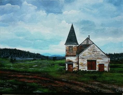 The Country Church Old Painting Painting by Cindy Coggins Scott - Pixels