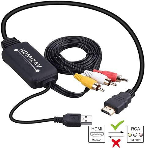 DIGITNOW HDMI to RCA Converter, HDMI to RCA Cable Adapter, 1080P HDMI to AV 3RCA CVBs Composite ...