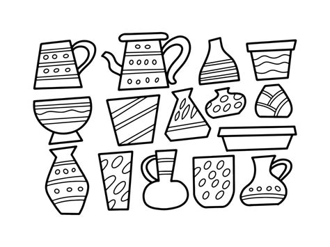 Collection of Clay Pottery Vase Doodle Illustration 6183206 Vector Art at Vecteezy