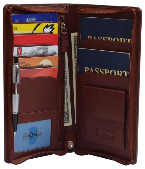 Travel Leather Zip-Around Multiple Family Passport Holder Document ...