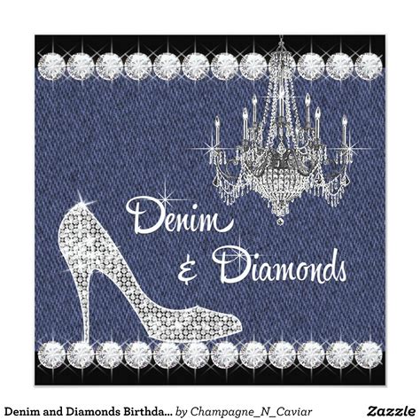 Denim and Diamonds Birthday Party Invitations | Zazzle | Diamond theme party, Diamond party ...