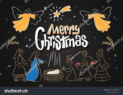 Illustration Nativity Scene Birth Christ O Stock Vector (Royalty Free) 2239280679 | Shutterstock