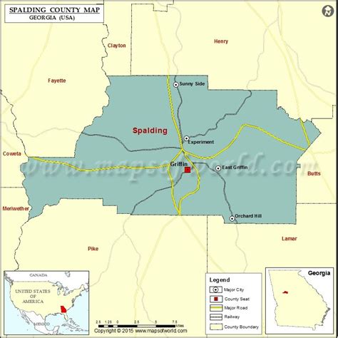 Spalding County Map, Map of Spalding County Georgia in 2022 | County map, County, County seat