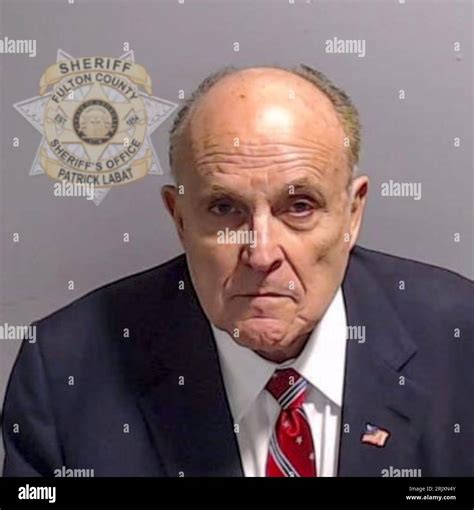 Lawyer Rudy Giuliani jail booking mug shot from the Fulton County (Georgia) Sheriff's Office ...