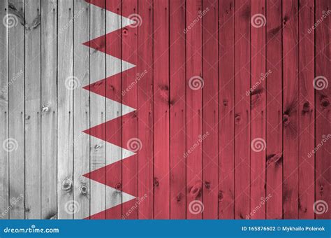 Bahrain Flag Depicted in Bright Paint Colors on Old Wooden Wall ...