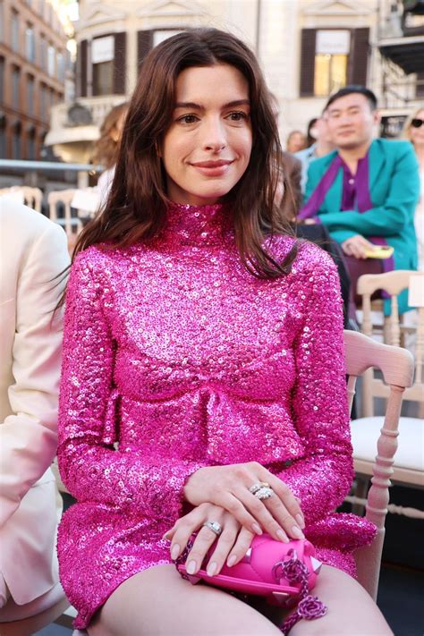 Anne Hathaway Looks Divine in Sparkling Hot Pink Minidress