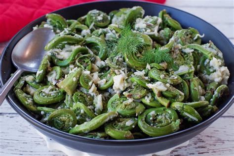 Cheesy Sautéed Fiddleheads - Food Meanderings