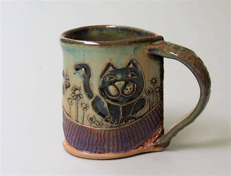 Cat Pottery Mug Coffee Cup Handmade Microwave and Dishwasher Safe 12oz - Etsy | Owl pottery ...