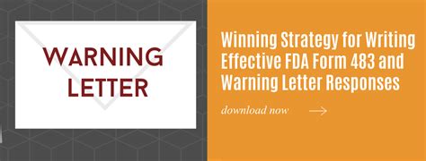 Winning Strategy for Writing Effective FDA Form 483 and Warning Letter ...