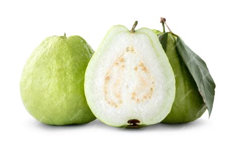 Premium Photo | Beautiful delicious guava fruit with fresh green leaves isolated on white ...