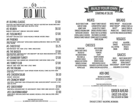 Old Mill Bulk Foods & Deli menu in Valentine, Nebraska, USA