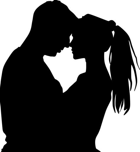 Cartoon Kissing Couple Silhouette