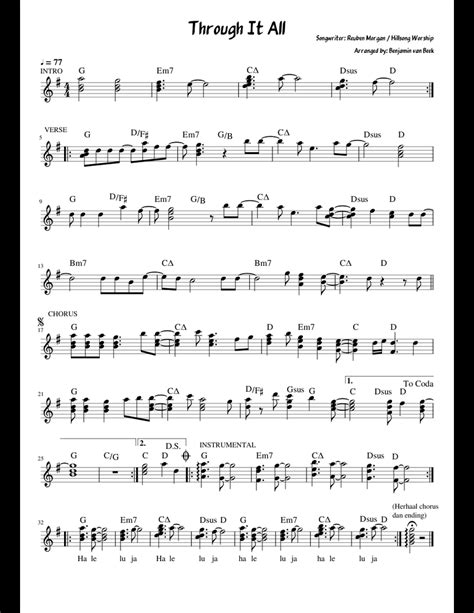 Through it all - Hillsong sheet music for Piano download free in PDF or MIDI