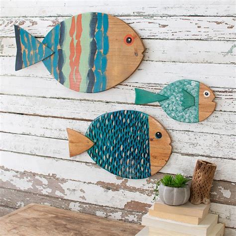 Coastal Classics Painted Wooden Fish Wall Decor Set of 3 | Antique ...