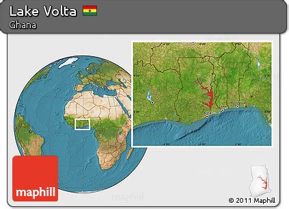 Free Satellite Location Map of Lake Volta