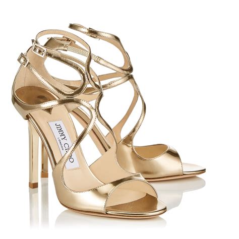 Jimmy Choo Lang Gold Liquid Mirror Leather Sandals in Metallic - Lyst