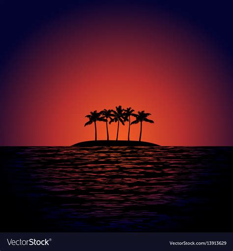 Tropical island at sunset Royalty Free Vector Image