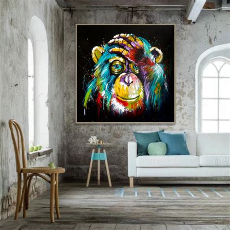 Modern Pop Wall Art Decorative Canvas Prints Colorful Monkey Canvas Paintings Abstract Canvas ...