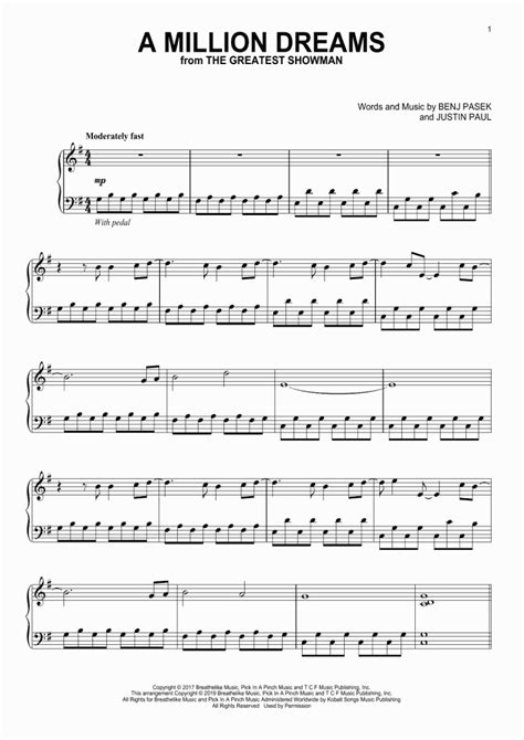 A Million Dreams Piano Sheet Music | OnlinePianist