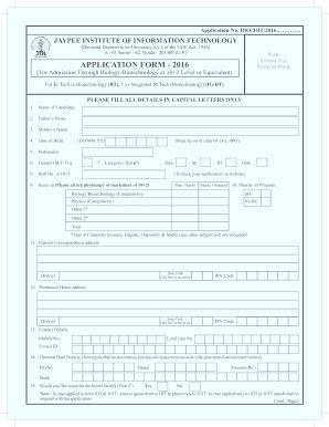 Fillable Online jiit ac JIIT Application Form.CDR - jiit ac Fax Email Print - pdfFiller