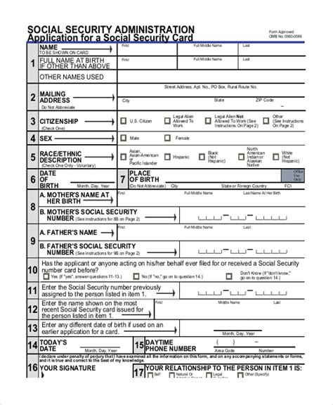 Social Security Printable Application - Printable Application