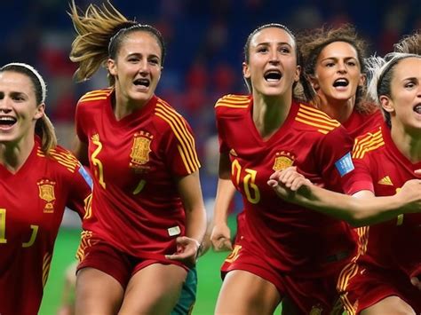 Premium AI Image | Spain's women's National Football Team victory in joyable moments