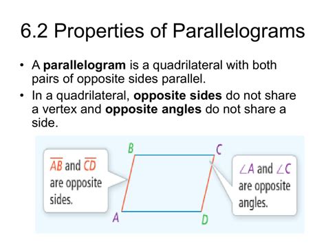 6.2 Properties of Parallelograms