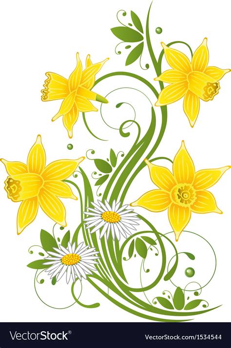 Easter daffodils daisy Royalty Free Vector Image