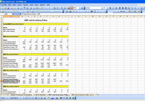 Excel Production Planning Template