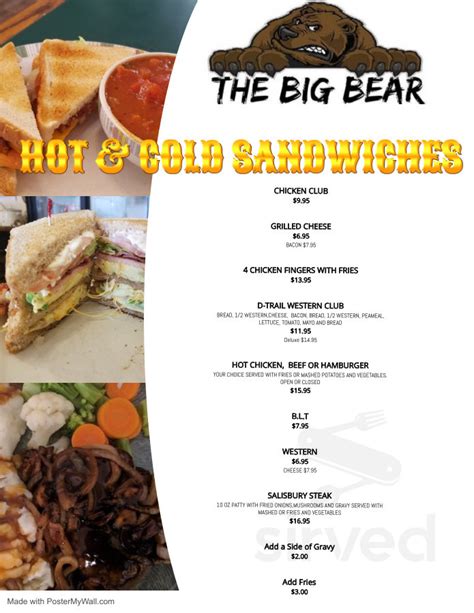 The Big Bear menus in Hawk Junction, Ontario, Canada