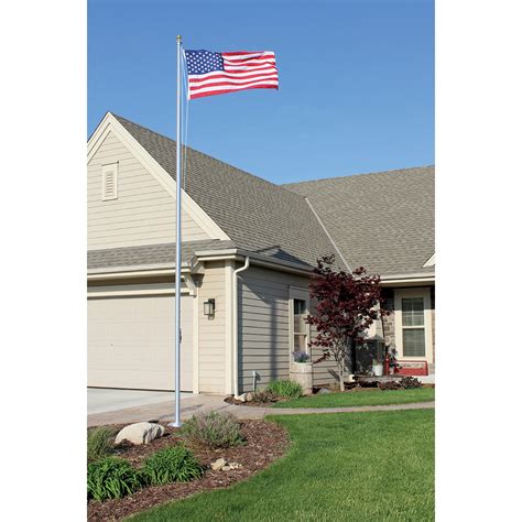 Homestead Aluminum Flagpole Set (Various Sizes 10-25 ft) with Sleeve ...