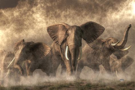 Elephant Stampede Digital Art by Daniel Eskridge