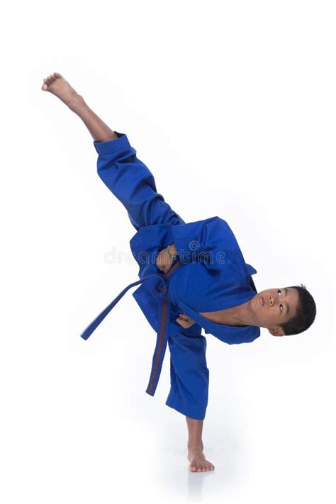 Master Blue II Belt TaeKwonDo Kid Athletes Uniform Stock Image - Image ...