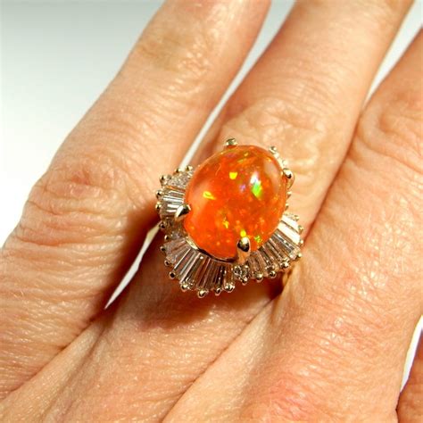 FINEST Mexican Precious Fire Opal Ring Big Orange Fire Opal | Etsy