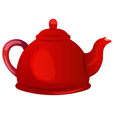 Kitchen red teapot. Cooking utensil, kitchenware. Cartoon vector illustration for food apps ...