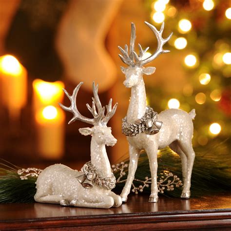 Decorate your home this holiday with this set of White Deer Statues ...