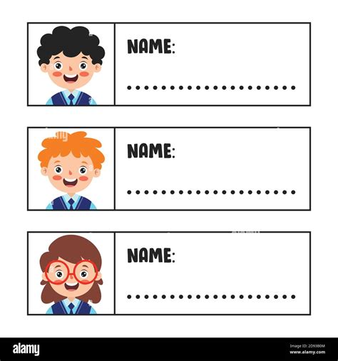 Name Tags For Cartoon School Children Stock Vector Image & Art - Alamy