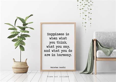 Gandhi Quote Happiness Print Happiness is When What You | Etsy