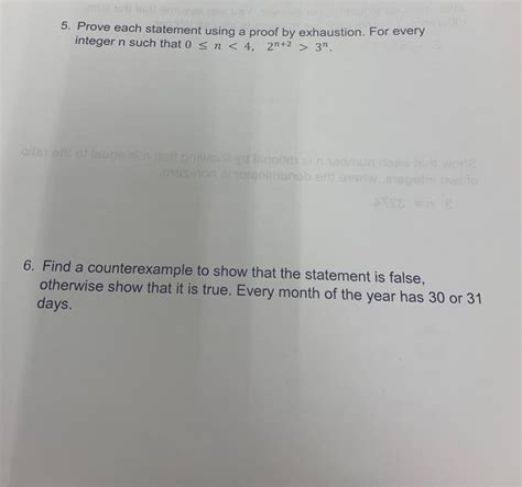 Solved 5. Prove each statement using a proof by exhaustion. | Chegg.com