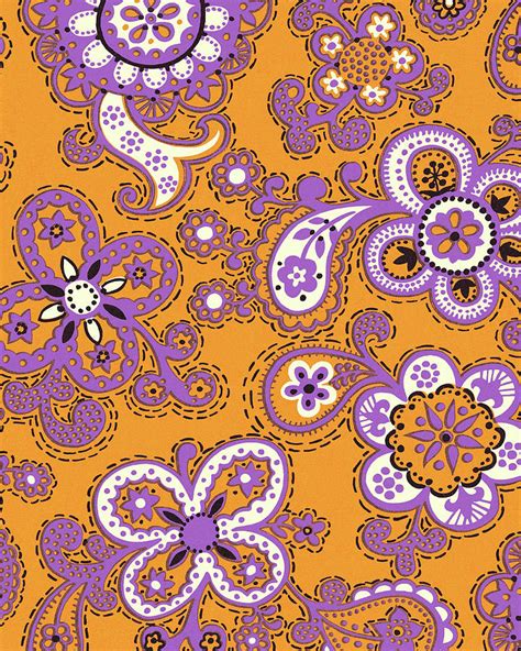 Orange Floral Pattern Drawing by CSA Images - Fine Art America