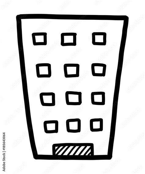 building / cartoon vector and illustration, black and white, hand drawn ...